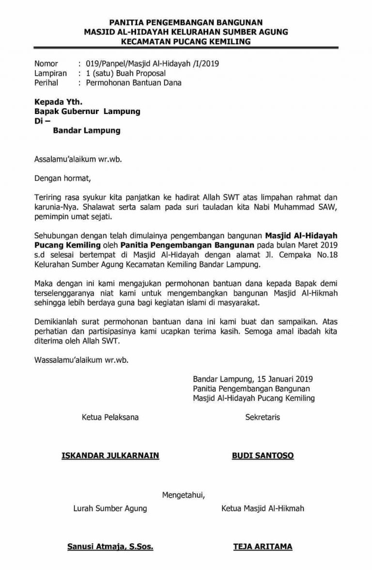Contoh Surat Penggalian Dana 17 Agustus